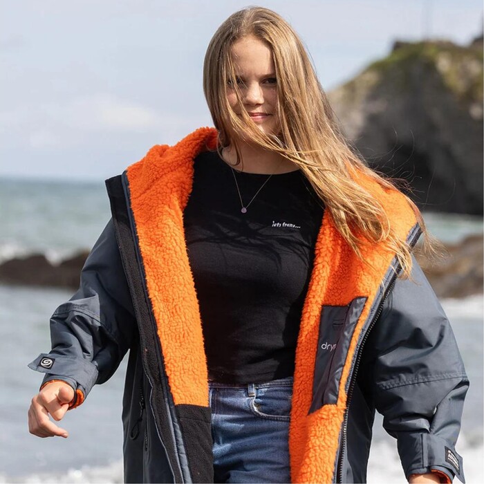 2024 Dryrobe Advance Junior Langrmelig Zum Wechseln Robe V3KSLSDA - Dunkelgrau / Orange